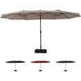 thumbnail image 3 of EastVita Khaki 15ft Patio Umbrella,Patio Double-Sided Umbrella With Base and Crank,Double Sided Outdoor Rectangle Market Umbrella for Patio, Lawn & Garden and Poolside, 3 of 5