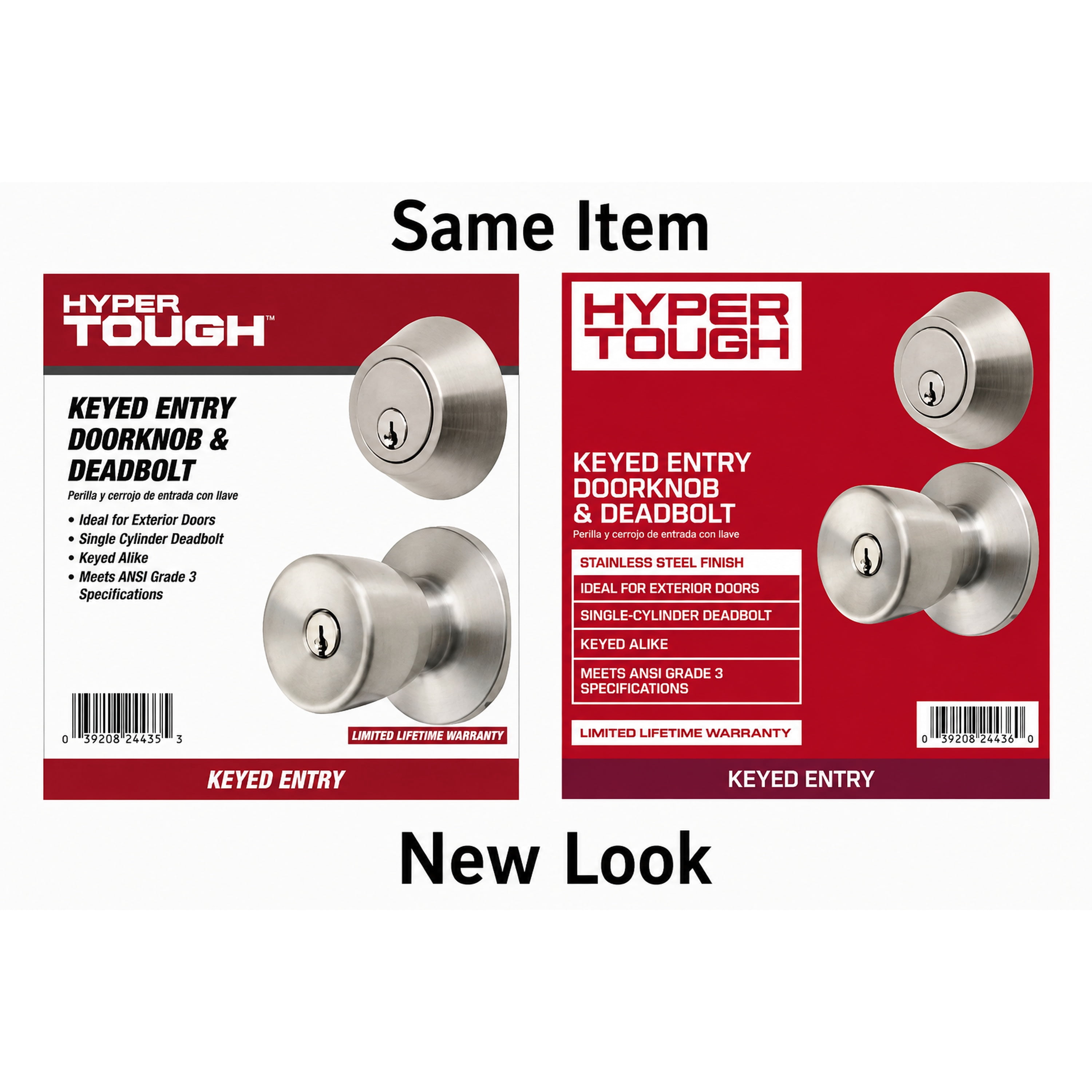 2 pack) Hyper Tough Keyed Entry Tulip Style Doorknob and Deadbolt