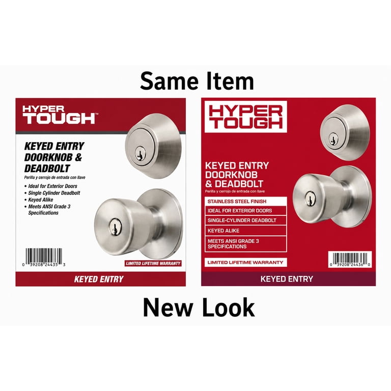 2 pack) Hyper Tough Keyed Entry Tulip Style Doorknob & Deadbolt