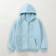 thumbnail image 2 of Otqutp Children Warm Winter Coat Toddler Kids Baby Outwear Long Sleeve Round Neck Solid Color Jacket Zipper Hooded Windproof Coats for Girls Boys(Light Blue,7-8 Years), 2 of 5
