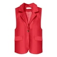 thumbnail image 3 of BODOAO Women's Casual Business Blazer Vest Sleeveless Open Front Blazer Waistcoat with Pockets Women's Sleeveless Coat Solid Color Cardigan Suit Casual Lapel Cardigan Jacket with Pockets Red Xl, 3 of 3