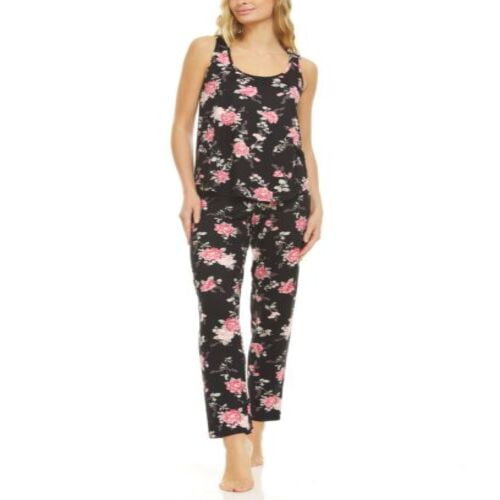 Flora par Flora Nikrooz Ensemble Débardeur et Pantalon de Pyjama avec Dentelle, Noir, Petit
