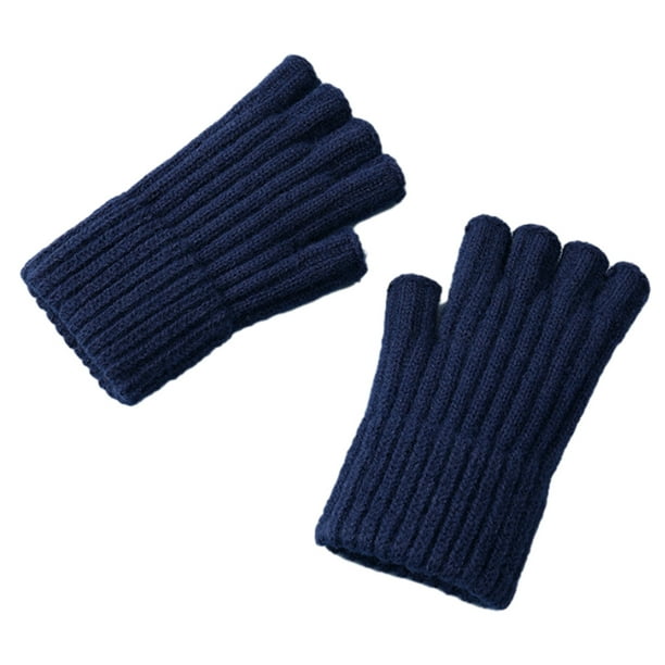 Guantes térmicos sin dedos para mujer, manoplas de invierno de punto, guantes de medio dedo para escribir 970