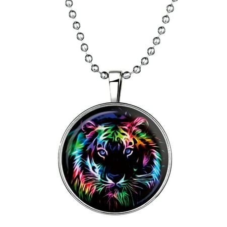 

Luminous Tiger Time Pendant Necklace Colorful Glow in the Dark Jewelry for Haunted House Halloween