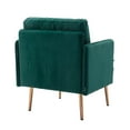 thumbnail image 4 of Accent Chair with Gold Metal Legs, Mid-Century Modern Tufted Velvet Accent Chair, Upholstered Comfy Arm Chair with Removable Seat Cushion, for Living Room, Bedroom, Bedroom, Green, 4 of 7