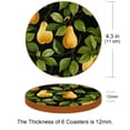 thumbnail image 3 of Pear Microfiber Leather Round Coasters (6PCS) - 11x11 cm/4.3x4.3 in - Set of 6 Drink Coasters for Home and Office Use, 3 of 6