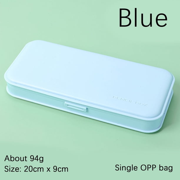 Fiudx Estuche Organizador de Lápices, Plástico Resistente, Tapa a Presión, Multiusos para Oficina, Papelería Escolar, Diseño Compacto y Portátil, Colores Azul, Blanco y Gris.