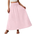 thumbnail image 7 of Ygbgbb Women's Summer Casual Maxi Skirt Eyelet Embroidery Skirt High Waisted Elastic Waist Flowy A-Line Long Skirt Lightweight Boho Skirt for Beach Vacation and Everyday Wear Pink M, 7 of 7