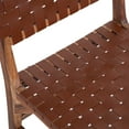 thumbnail image 7 of Rustic Brown Leather Dining Chairs (Set of 2) - Woven Leather Seat & Back, Wooden Frame, Kitchen Side Chairs, 18" Seat Height, for Dining Room, 7 of 7