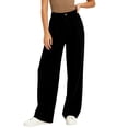 thumbnail image 2 of Diufon Womens Corduroy Pants Dressy Casual Button Elastic Waist Wide Leg Trousers with Pockets Fall Winter Fashion Clothes, 2 of 6