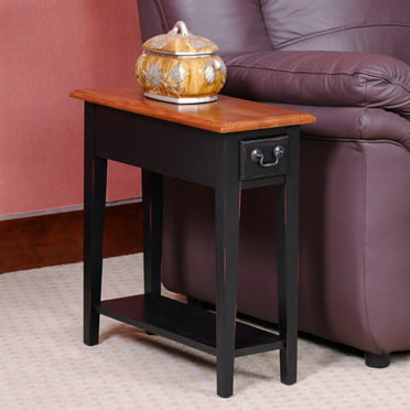 Leick Home Chairside Lamp Table, Leick Chairside Lamp Table With Drawer Antique Black