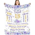 thumbnail image 1 of LHSHID 18th Birthday Blanket Gifts 18 Years Old Purple Floral Gift for Girls 18th Birthday Decorations for Daughter Friends 18th Bithday Soft Throw Blanket 60"x80", 1 of 6