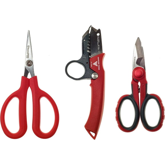 Vampire Tools Shears 6 1/4" Fiber Optic Best Kevlar Cutters   eShears - All-In-One Electrician's    Cable Sleeve Stripping Knife for Wire Harness Communications Cable