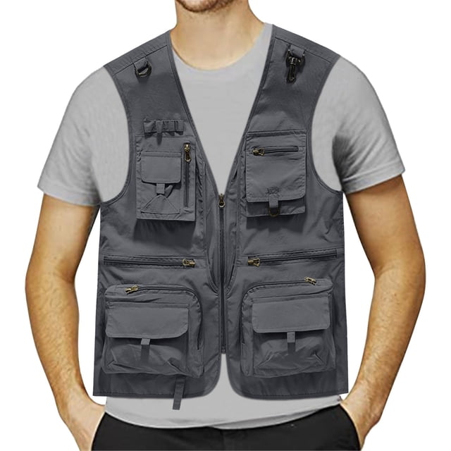 SHIXIAOO Mens Jacket Field Pofessional Emergency Field Fishing Pocket Vest Full Length Coat for Men Mens Aztec Hooded Jacket
