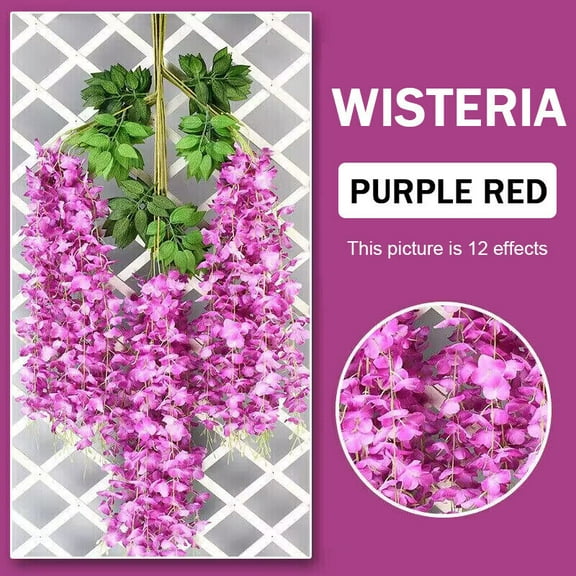 LILIANG 12Pcs Artificial Hanging Wisteria 3.6ft Fake Silk Flowers Vine Plant Home Wedding Decor