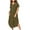 Army Green, variant on hotojiny Summer Dresses for Women Cotton Linen V Neck Button down Shirt Dress Breathable Rolled Short Sleeve Curved Hem Dresses