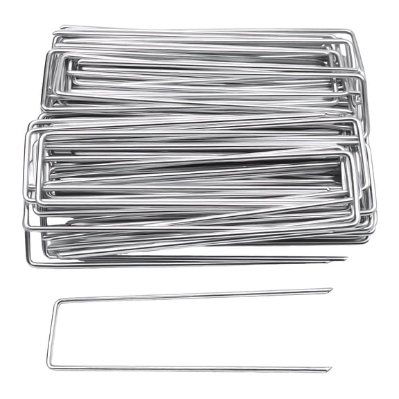 100 Pack Heavy Duty Garden Stakes, 6 Inch 11 Gauge Galvanized Yard Staples U Pegs, 1/2‑Inch to 1‑5/8‑Inch Loop for Fences Drip Irrigation Hose Anchoring