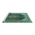 thumbnail image 2 of Ahgly Company Machine Washable Indoor Rectangle Medallion Turquoise Blue Traditional Area Rugs, 8' x 12', 2 of 4