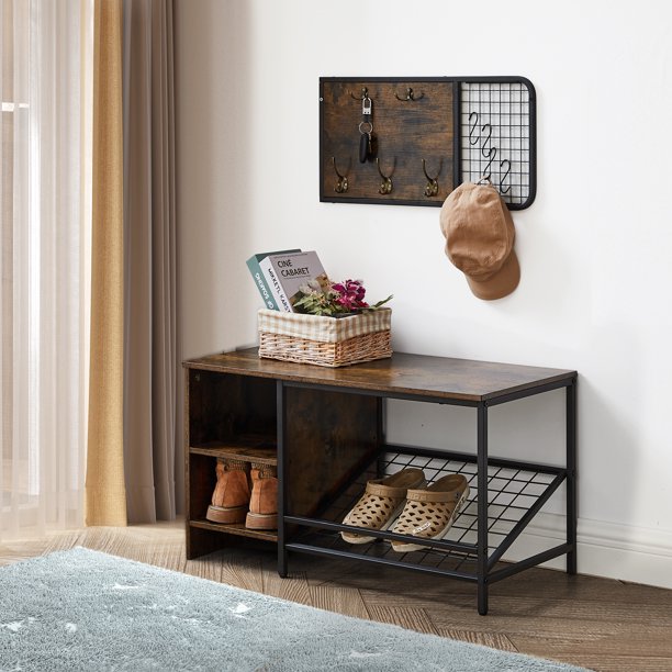 Electronn Shoe Bench with Coat Rack for Entryway,Entryway Shoe Rack
