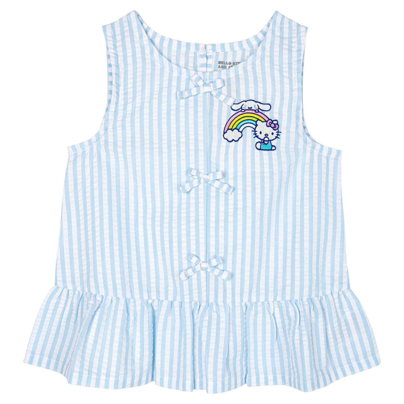 Hello Kitty Cinnamoroll Hello Kitty Seersucker Peplum Tank Top and Shorts Outfit Set Toddler to Big Kid
