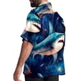 thumbnail image 3 of Starry Shark Men's Short Sleeve Casual Printed Button Down Beach Shirt Summer Unisex Top, 3 of 6