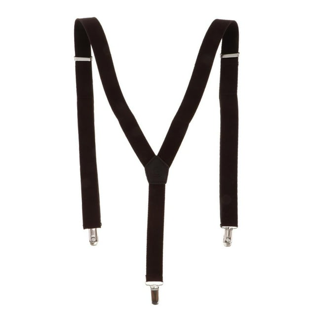 MERIGLARE Mens Suspenders Y Shape Wide Adjustable Elastic Belt with 3 Strong Metal Clips Coffee