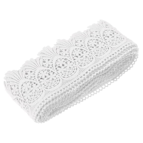 Cotton Lace Trim Vintage Crochet 3inch x 3yard Bleach Stretch Lace Edge Ribbon for DIY Scrapbooking Clothes Curtain Slipcover Fabric