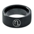 thumbnail image 2 of Tungsten Horoscope Capricorn Band Ring 9mm Men Women Comfort Fit Black Flat Cut Brushed Polished, 2 of 4