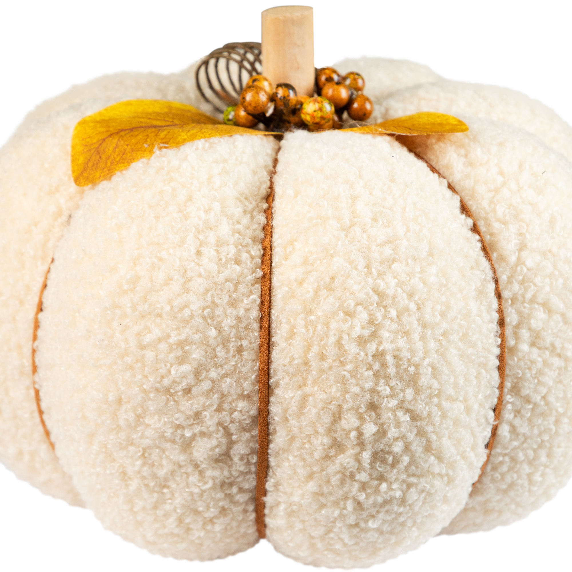 Northlight Large Plush Pumpkin Fall Harvest Decoration - 7.5" - Cream and Yellow