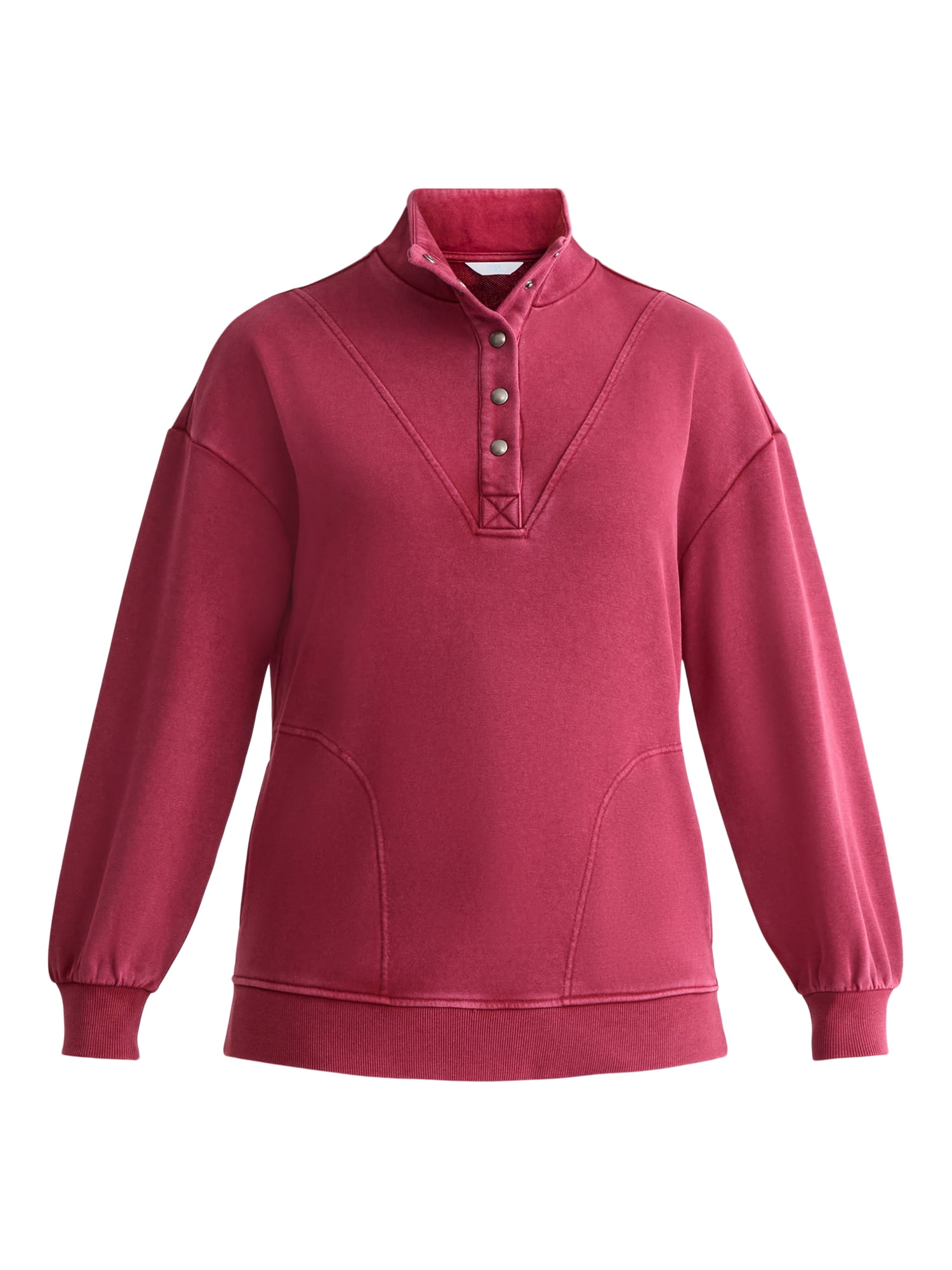 Time and Tru Women's Fashion Terry Snap Sweatshirt, Sizes XS-XXXL