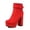 1Red, variant on Women's Platform Heels Round Toe Ankle Boots with Side Zipper Buckle Ankle Straps Fashion Leather Solid Color Pumps Shoes for Party Dress