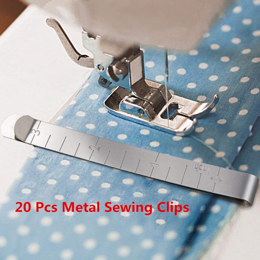 FOMIYES 20Pcs Stainless Steel Metal Sewing Clips with 3 Inches Measurement for Accurate Hemming and Quilting