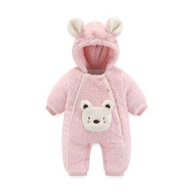 LSLJS Barboteuse pour Bébé Fille Garçon Combinaison Pyjama Manches Longues à Capuche en Peluche Tenue Automne Hiver