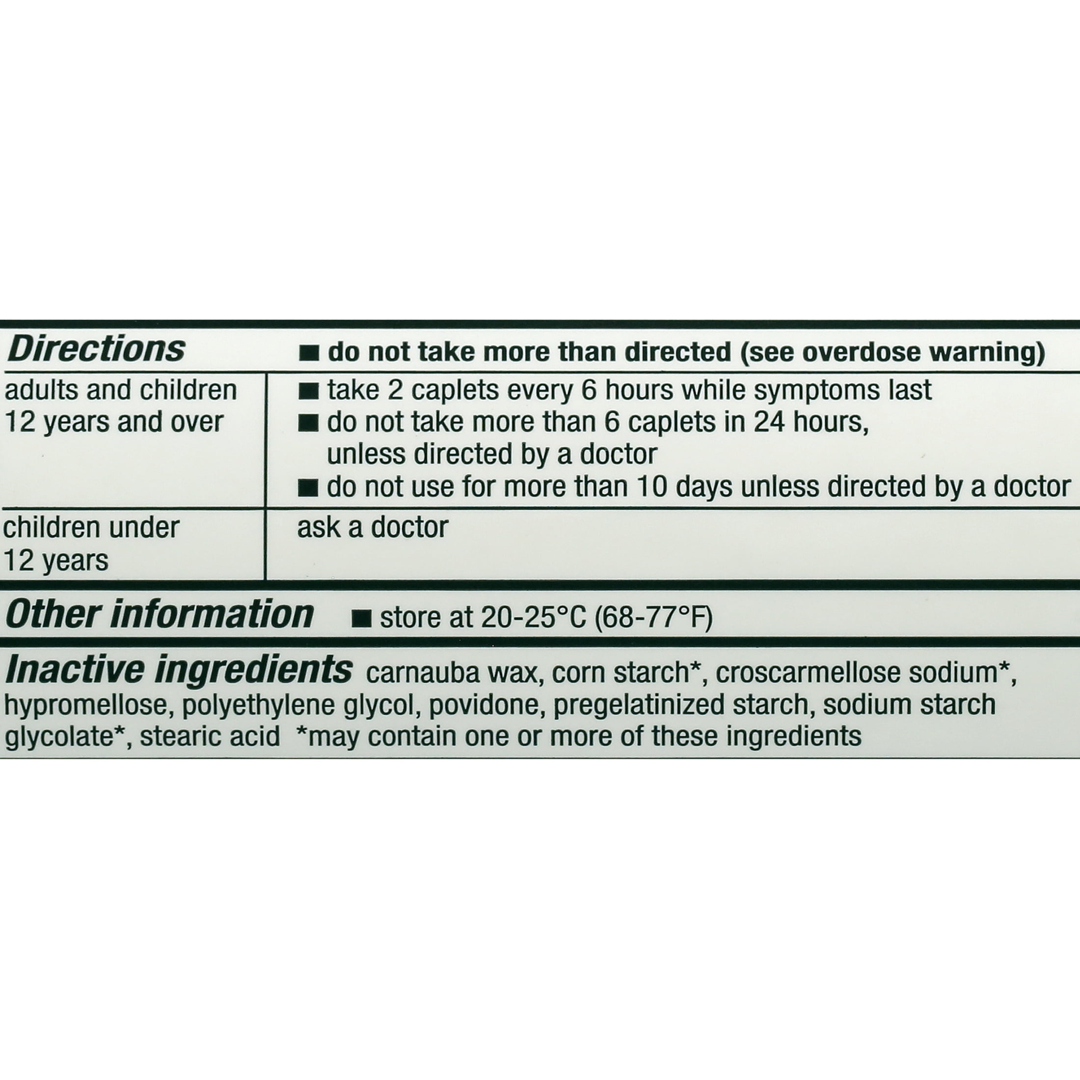 Major - Acetaminophen 500mg (generic Tylenol Extra Strength) - 500 Caplets