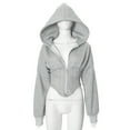 thumbnail image 4 of Cropped Corset Zipper Hoodie (M, White), 4 of 9