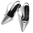 thumbnail image 5 of Women Kitten Heels Slingback Low Heel Pumps Dress Shoes for Women Closed Pointed Toe Pearl Heels for Work Wedding Bridal, 5 of 7