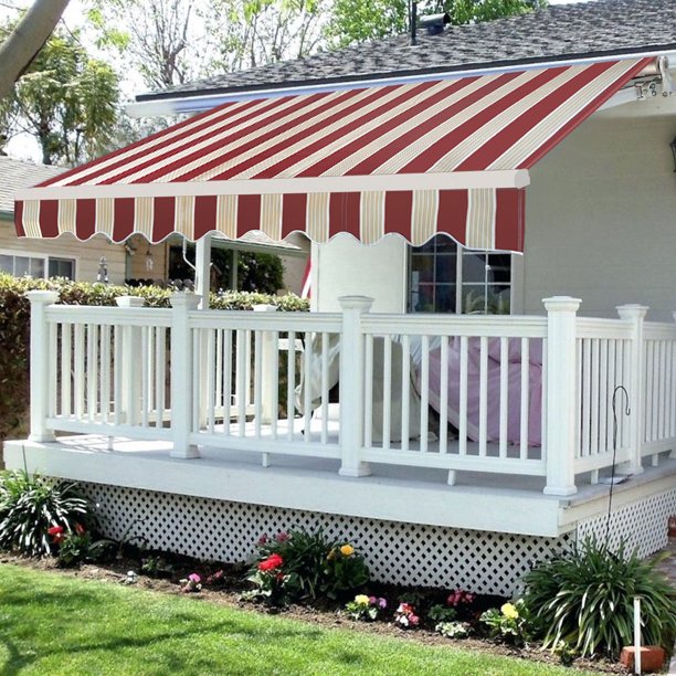 ZENY 8.2'x6.5' Manual Retractable Patio Awning Outdoor Sun Shade Canopy