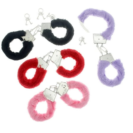 - 1 Fuzzy Furry Love Metal Handcuffs with Keys ( Color May Vary )