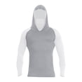 thumbnail image 2 of Men's UPF 50+ Hooded Sun Shirt, Lightweight Long Sleeve Fishing Shirt with Hood, Quick-Dry Rash Guard Sun Protective Shirt for Hiking, Beach, and Outdoor Activities Grey L, 2 of 4