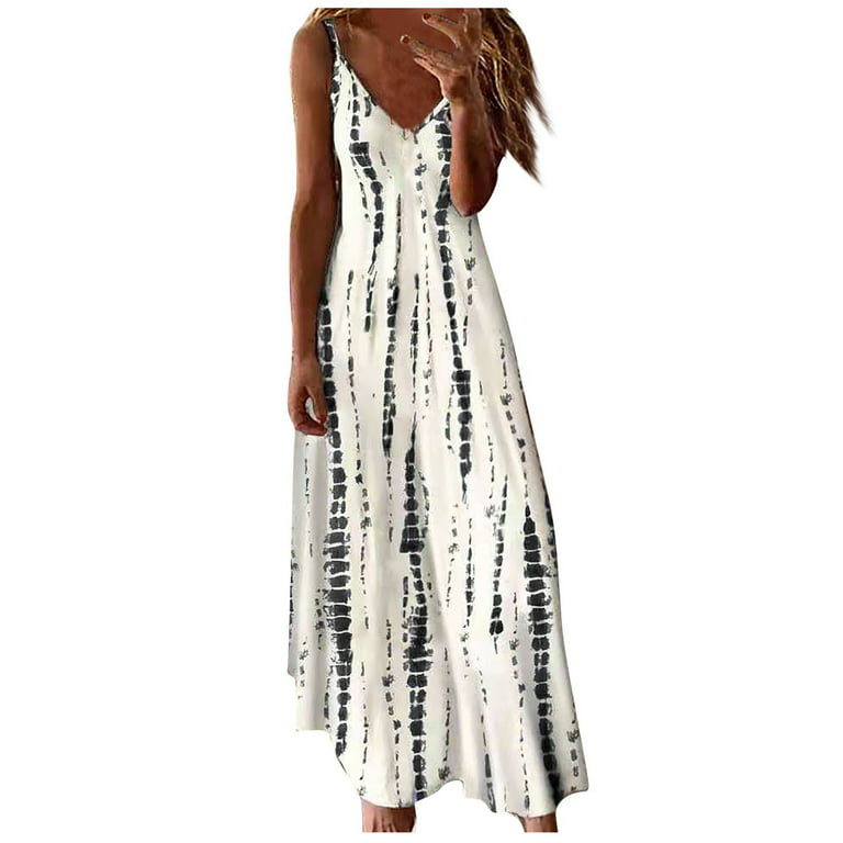 BEEYASO Clearance Summer Dresses for Women Printed V-Neck Maxi