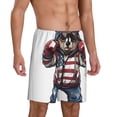 thumbnail image 2 of Wukai Patriotic Boxing Bear Art Men’s Short Pajama Pants With Pockets Soft Sleep Pj Shorts for Men-Medium, 2 of 6