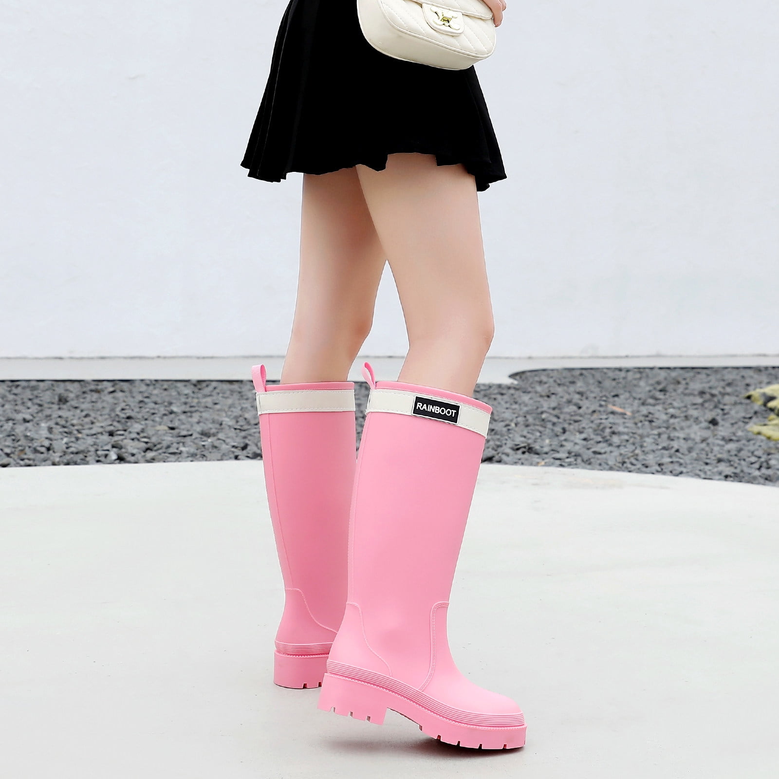 Lcamaw Rain Boots for Women,Waterproof Rubber Boots,Knee High Garden Fishing Muck Boots,Lightweight Comfortable Water Boots,Outdoor Work