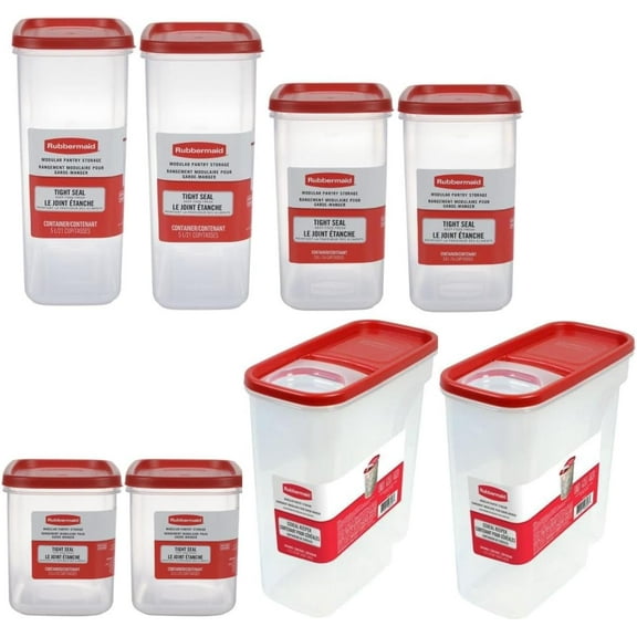 Rubbermaid Modular Pantry Canister Premium Food Storage Containers with Lids, Dishwasher Safe, BPA Free 8 Pack total (21 Cup, 18 Cup, 16 Cup, 10 Cup)