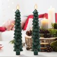 Christmas Flameless Candles Green Led Candlesticks with Timer Remote 9