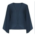 thumbnail image 4 of Htigea Women's Beach Kimono Cardigan 3/4 Long Sleeve Sheer Chiffon Cover Ups Casual Loose Open Front Cardigans Tops Dark Blue S, 4 of 5
