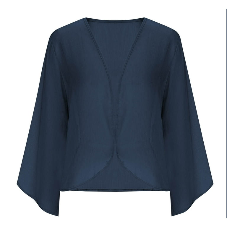UVEASISHA Casual Cardigan for Women Long Sleeve Chiffon Bolero