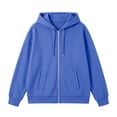 thumbnail image 2 of Zip Up Jackets for Women Fall Fashion Hoodie Sport Casual Long Sleeve Hooded Crop Sweatshirt Coat with Pocket (2XL, Blue), 2 of 7