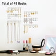 thumbnail image 3 of NiHome 6-Pack Wall-Mounted Clear Plastic Jewelry Organizers for Earrings, Necklaces, Bracelets, Rings, Studs, No-Drill Adhesive Installation Racks for Closet, Bathroom, Bedroom, Mirror, Cabinet Doors, 3 of 6