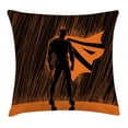 thumbnail image 1 of Superhero Throw Pillow Cushion Cover, Hero in Disguise at Night with Super Powers Hand Drawn Style Muscular Man Print, Decorative Square Accent Pillow Case, 20 X 20 Inches, Orange Black, by Ambesonne, 1 of 2