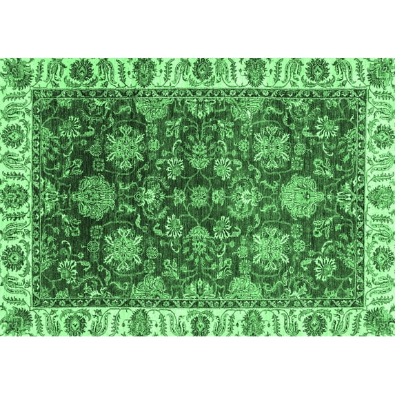 Ahgly Company Indoor Rectangle Oriental Emerald Green Traditional Area Rugs, 2' x 5'